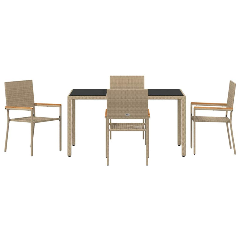 vidaXL Kert étkező szett 5 pcs Bézs 150 x 90 x 75 cm polirattan