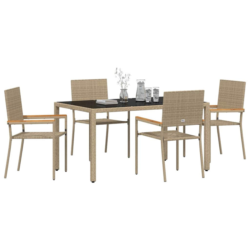 vidaXL Kert étkező szett 5 pcs Bézs 150 x 90 x 75 cm polirattan