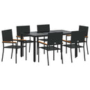 vidaXL Kert étkező szett 7 pcs Fekete 150 x 90 x 75 cm polirattan