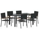 vidaXL Kert étkező szett 7 pcs Fekete polirattan