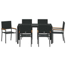 vidaXL Kert étkező szett 7 pcs Fekete 150 x 90 x 75 cm polirattan
