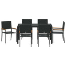 vidaXL Kert étkező szett 7 pcs Fekete polirattan