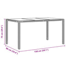 vidaXL Kert étkező szett 7 pcs Fekete 150 x 90 x 75 cm polirattan