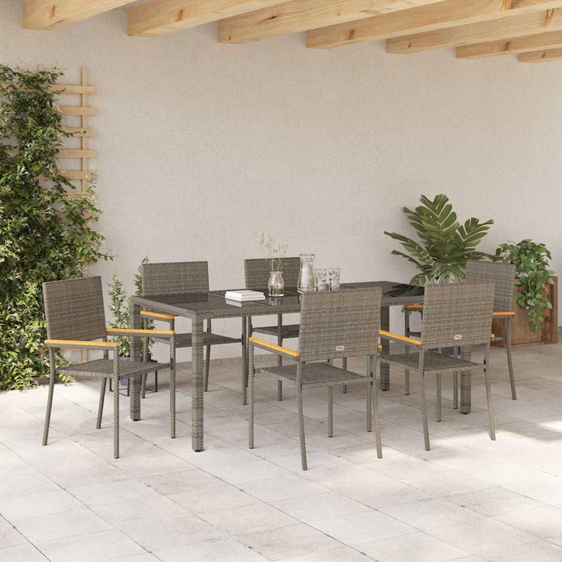 vidaXL Kert étkező szett 7 pcs Szürke 150 x 90 x 75 cm polirattan