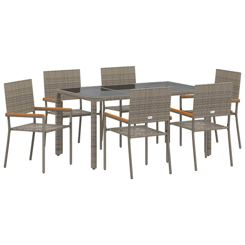 vidaXL Kert étkező szett 7 pcs Szürke 150 x 90 x 75 cm polirattan