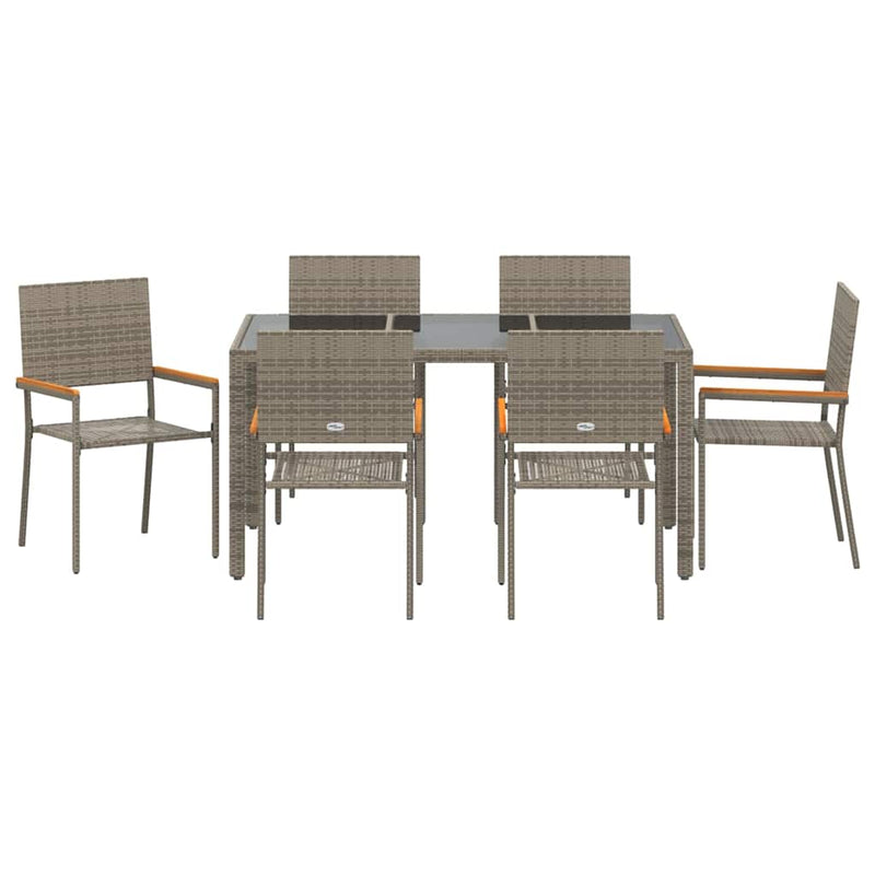 vidaXL Kert étkező szett 7 pcs Szürke 150 x 90 x 75 cm polirattan