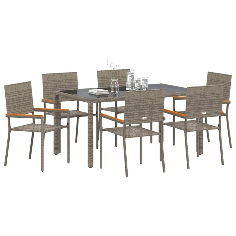vidaXL Kert étkező szett 7 pcs Szürke 150 x 90 x 75 cm polirattan