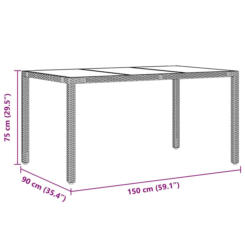 vidaXL Kert étkező szett 7 pcs Szürke 150 x 90 x 75 cm polirattan