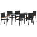 vidaXL Kert étkező szett 7 pcs Fekete 190 x 90 x 75 cm polirattan
