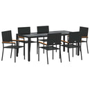 vidaXL Kert étkező szett 7 pcs Fekete polirattan