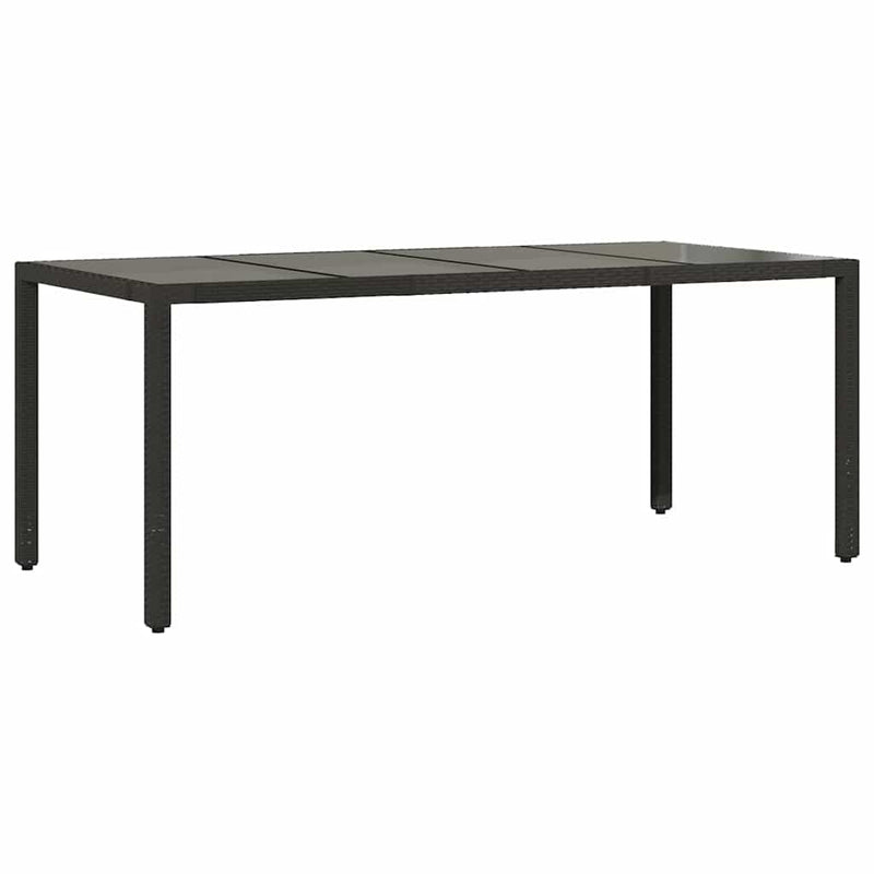 vidaXL Kert étkező szett 7 pcs Fekete 190 x 90 x 75 cm polirattan