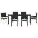 vidaXL Kert étkező szett 7 pcs Fekete polirattan