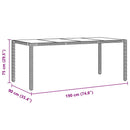 vidaXL Kert étkező szett 7 pcs Fekete 190 x 90 x 75 cm polirattan