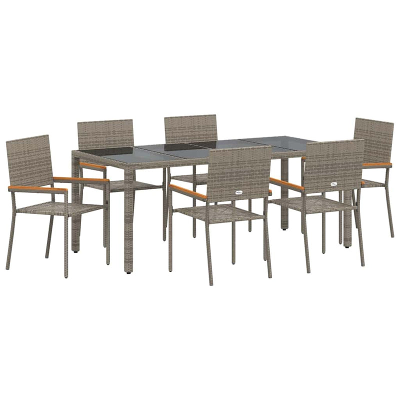 vidaXL Kert étkező szett 7 pcs Szürke 190 x 90 x 75 cm polirattan