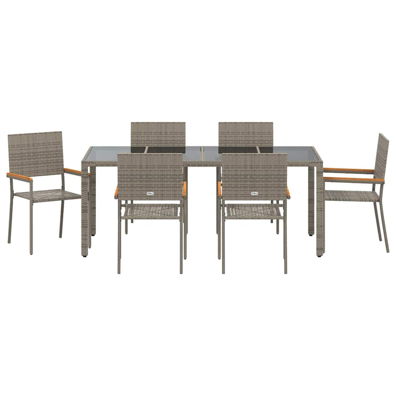 vidaXL Kert étkező szett 7 pcs Szürke 190 x 90 x 75 cm polirattan