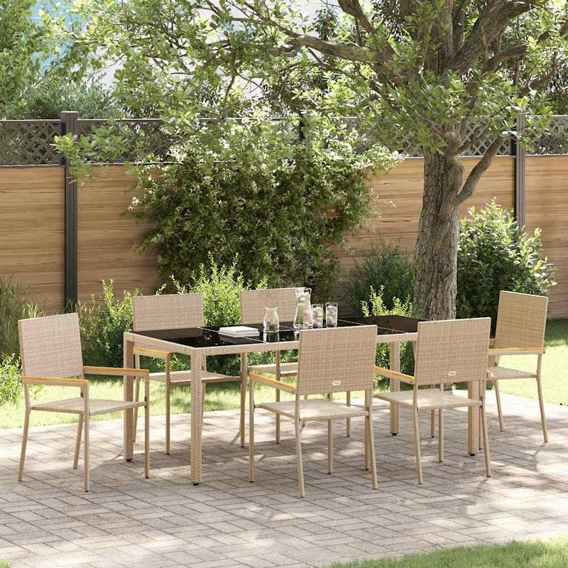 vidaXL Kert étkező szett 7 pcs Beige és fekete 190 x 90 x 75 cm