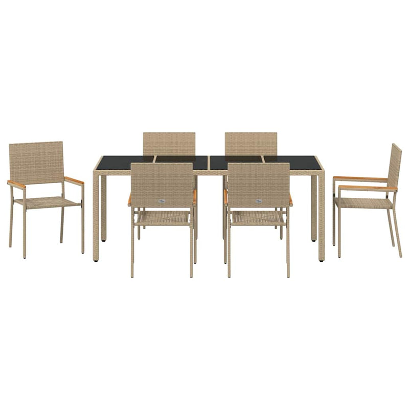 vidaXL Kert étkező szett 7 pcs Beige és fekete 190 x 90 x 75 cm