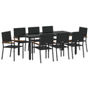 vidaXL Kert étkező szett 9 pcs Fekete 190 x 90 x 75 cm polirattan