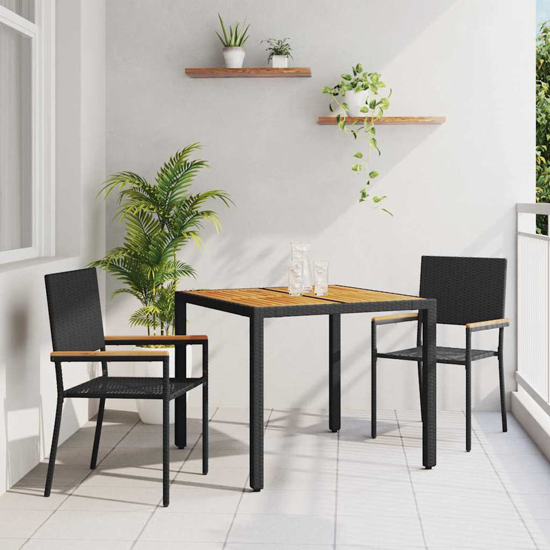 vidaXL Kert étkező szett 3 pcs Fekete és Barna 90 x 90 x 75 cm