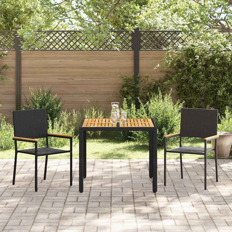 vidaXL Kert étkező szett 3 pcs Fekete és Barna 90 x 90 x 75 cm