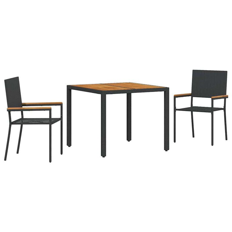 vidaXL Kert étkező szett 3 pcs Fekete és Barna 90 x 90 x 75 cm
