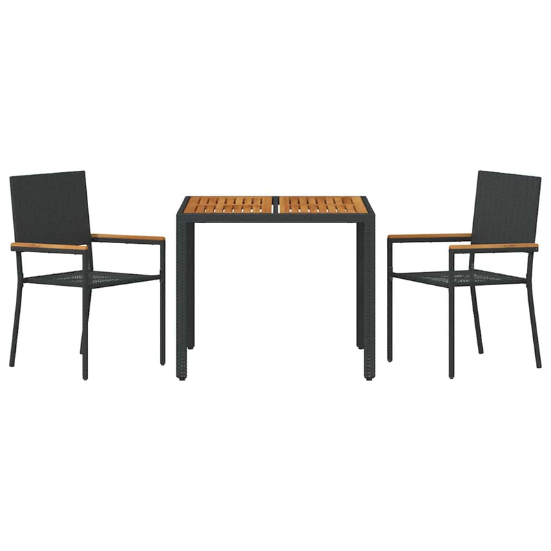 vidaXL Kert étkező szett 3 pcs Fekete és Barna 90 x 90 x 75 cm