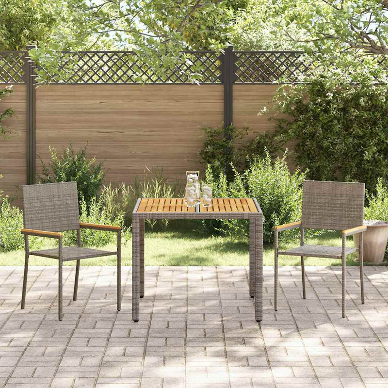 vidaXL Kert étkező szett 3 pcs Szürke 90 x 90 x 75 cm polirattan