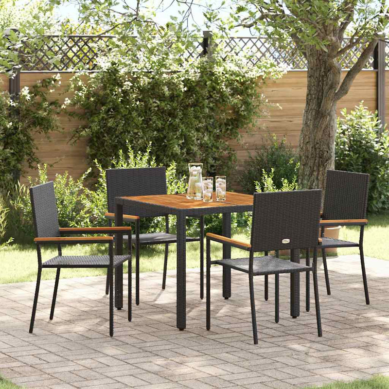 vidaXL Kert étkező szett 5 pcs Fekete és Barna 90 x 90 x 75 cm