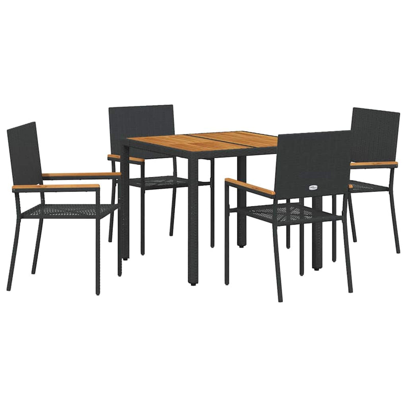vidaXL Kert étkező szett 5 pcs Fekete és Barna 90 x 90 x 75 cm