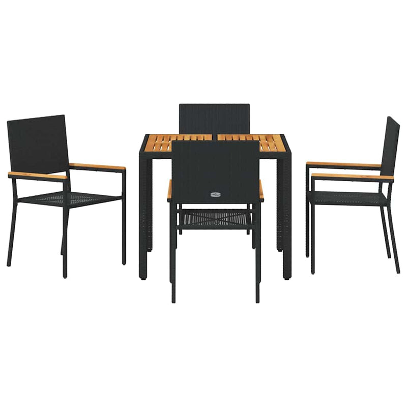 vidaXL Kert étkező szett 5 pcs Fekete és Barna 90 x 90 x 75 cm
