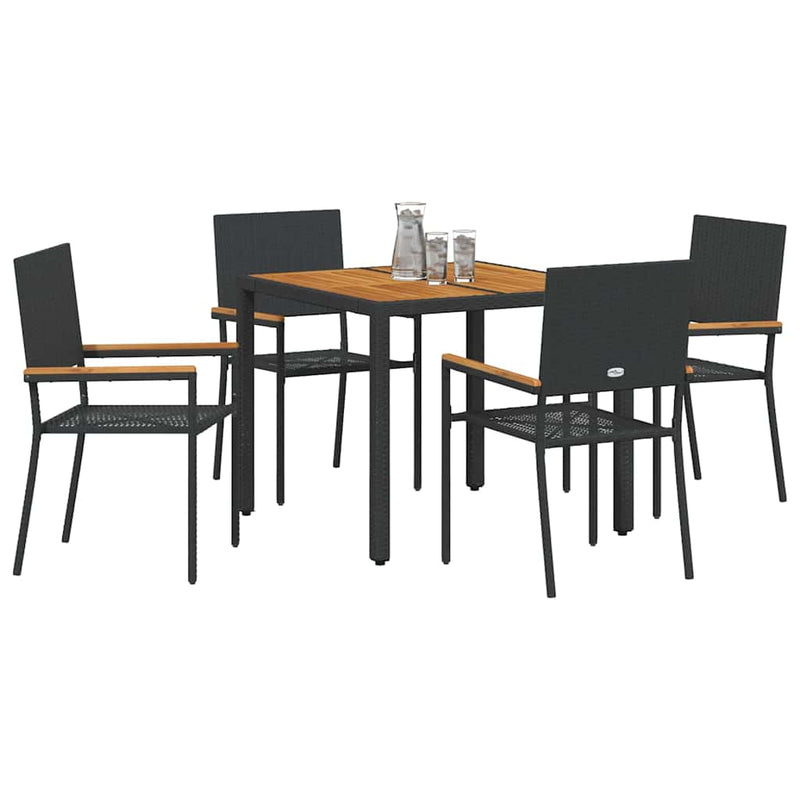 vidaXL Kert étkező szett 5 pcs Fekete és Barna 90 x 90 x 75 cm