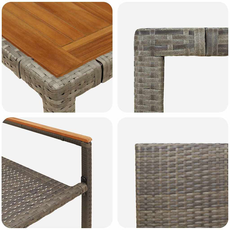 vidaXL Kert étkező szett 5 pcs Szürke 90 x 90 x 75 cm polirattan
