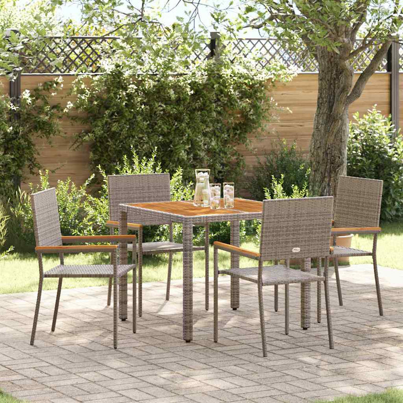 vidaXL Kert étkező szett 5 pcs Szürke 90 x 90 x 75 cm polirattan