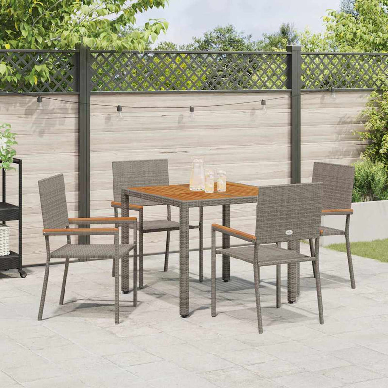 vidaXL Kert étkező szett 5 pcs Szürke 90 x 90 x 75 cm polirattan