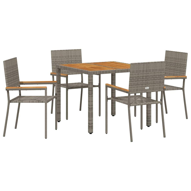vidaXL Kert étkező szett 5 pcs Szürke 90 x 90 x 75 cm polirattan