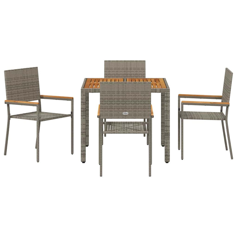vidaXL Kert étkező szett 5 pcs Szürke 90 x 90 x 75 cm polirattan