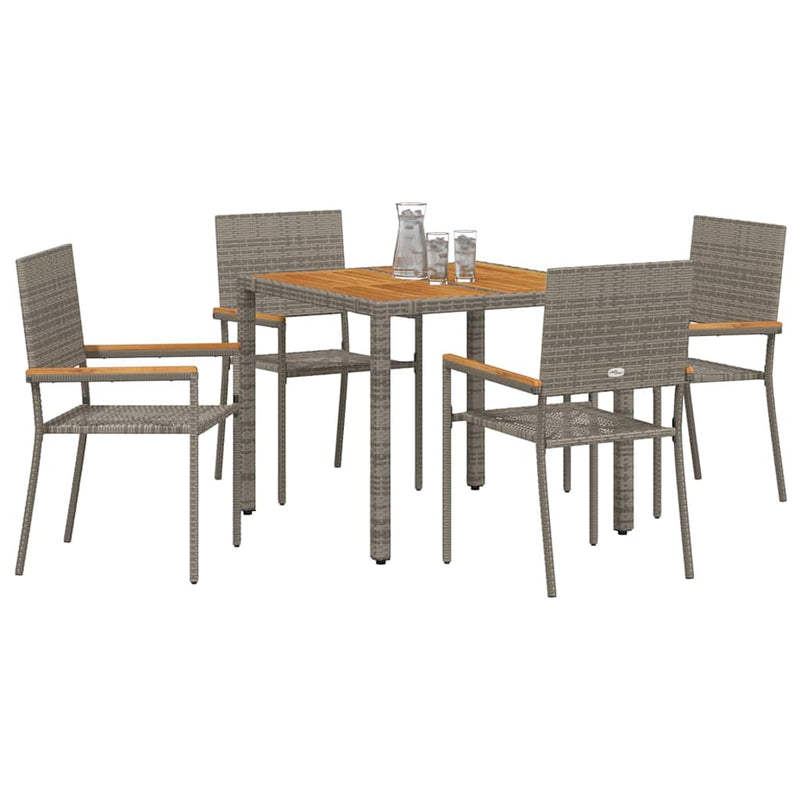 vidaXL Kert étkező szett 5 pcs Szürke 90 x 90 x 75 cm polirattan