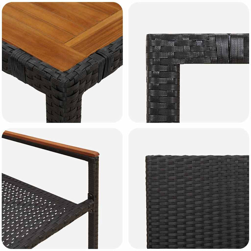 vidaXL Kert étkező szett 5 pcs Fekete és Fa 150 x 90 x 75 cm