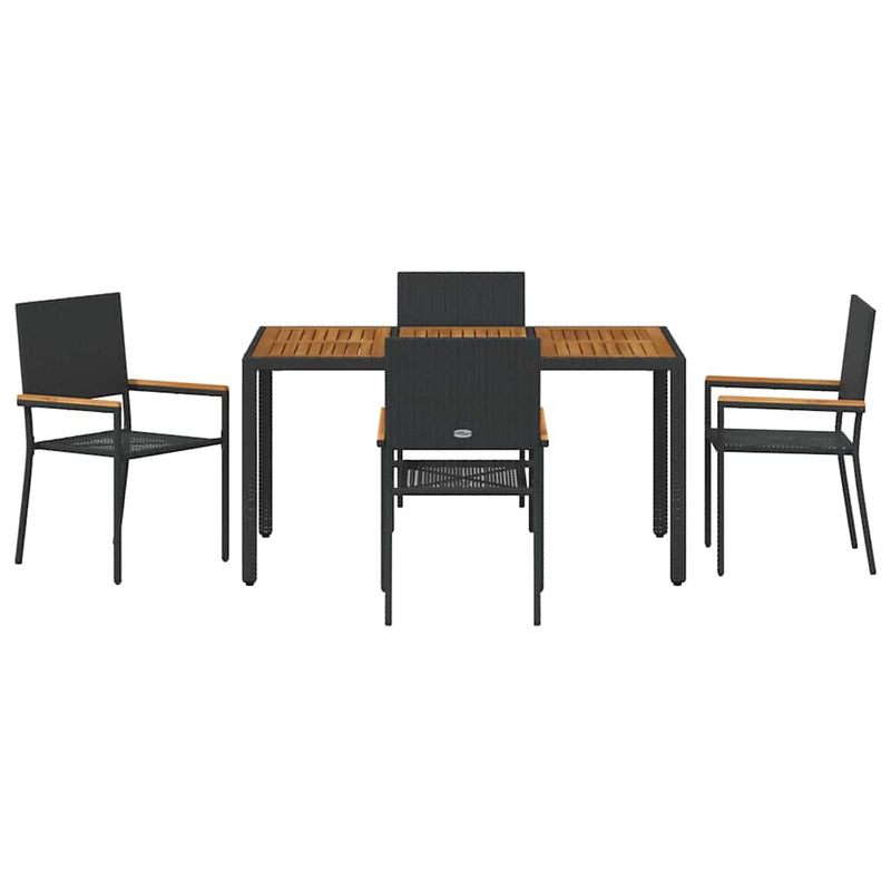 vidaXL Kert étkező szett 5 pcs Fekete és Fa 150 x 90 x 75 cm