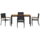 vidaXL Kert étkező szett 5 pcs Fekete polirattan