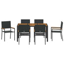 vidaXL Kert étkező szett 7 pcs Fekete polirattan