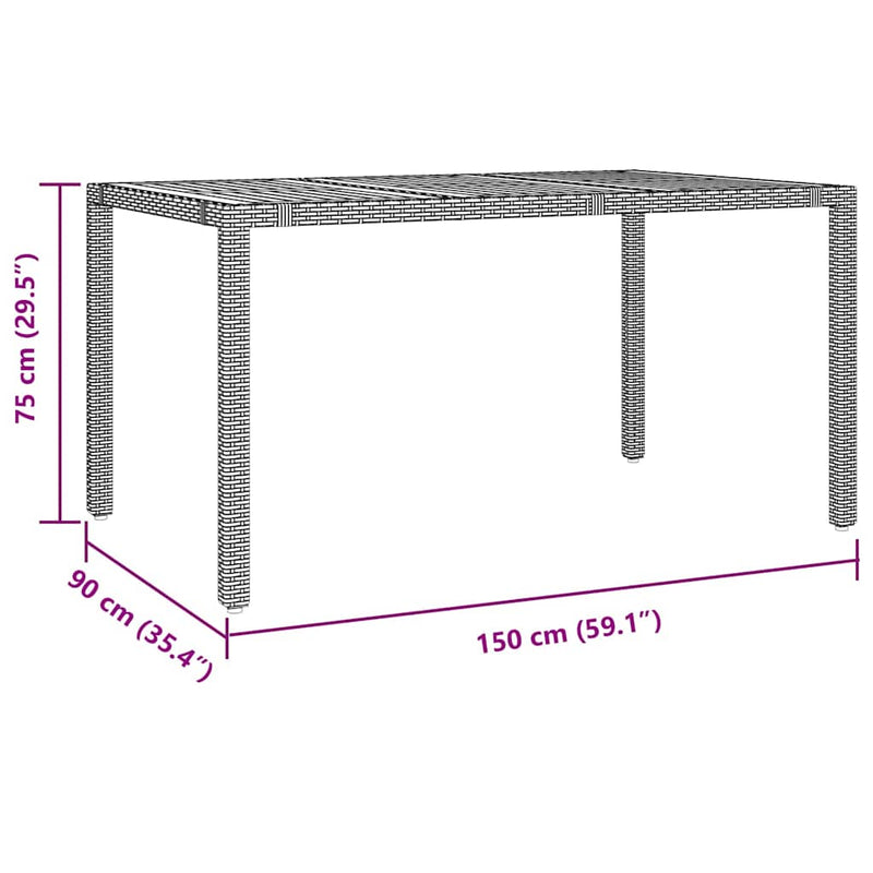vidaXL Kert étkező szett 7 pcs Fekete és Fa 150 x 90 x 75 cm