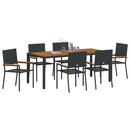 vidaXL Kert étkező szett 7 pcs Fekete 190 x 90 x 75 cm polirattan