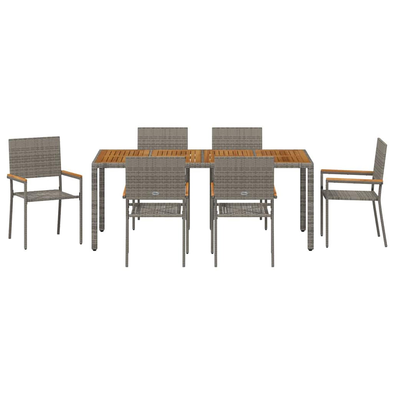 vidaXL Kert étkező szett 7 pcs Szürke 190 x 90 x 75 cm polirattan