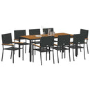 vidaXL Kert étkező szett 9 pcs Fekete és Barna polirattan