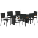 vidaXL Kert étkező szett 7 pcs Fekete polirattan