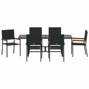 vidaXL Kert étkező szett 7 pcs Fekete 190 x 80 x 75 cm polirattan