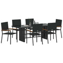 vidaXL Kert étkező szett 7 pcs Fekete polirattan