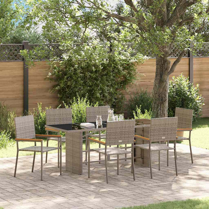 vidaXL Kert étkező szett 7 pcs Szürke 190 x 80 x 75 cm polirattan