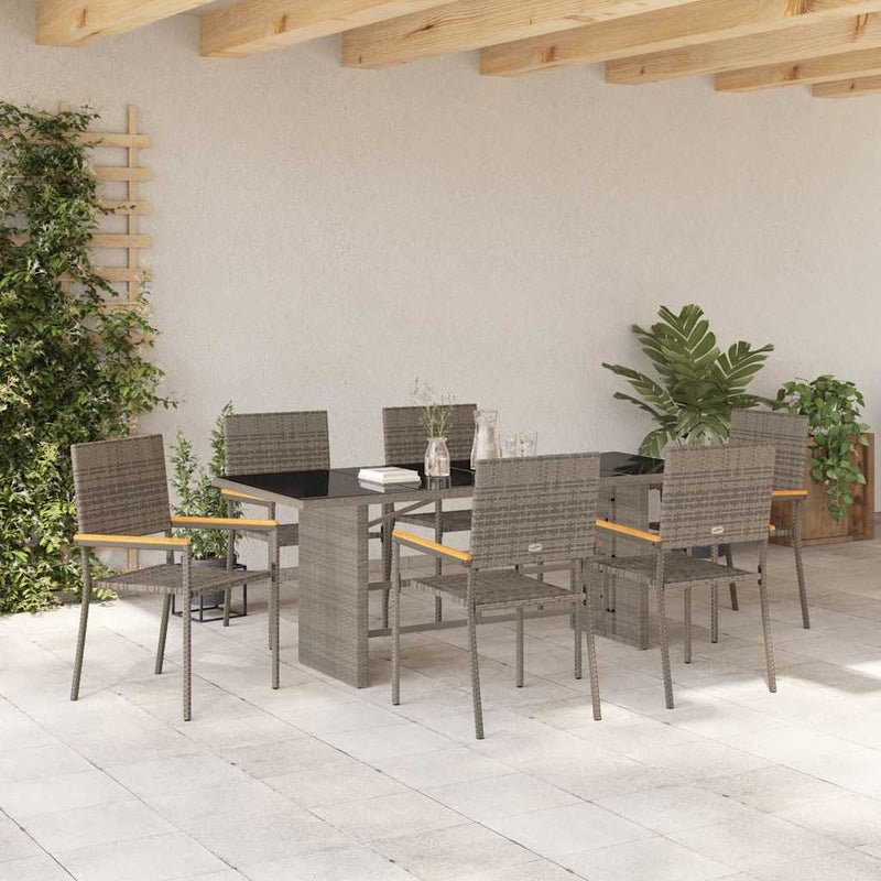 vidaXL Kert étkező szett 7 pcs Szürke 190 x 80 x 75 cm polirattan
